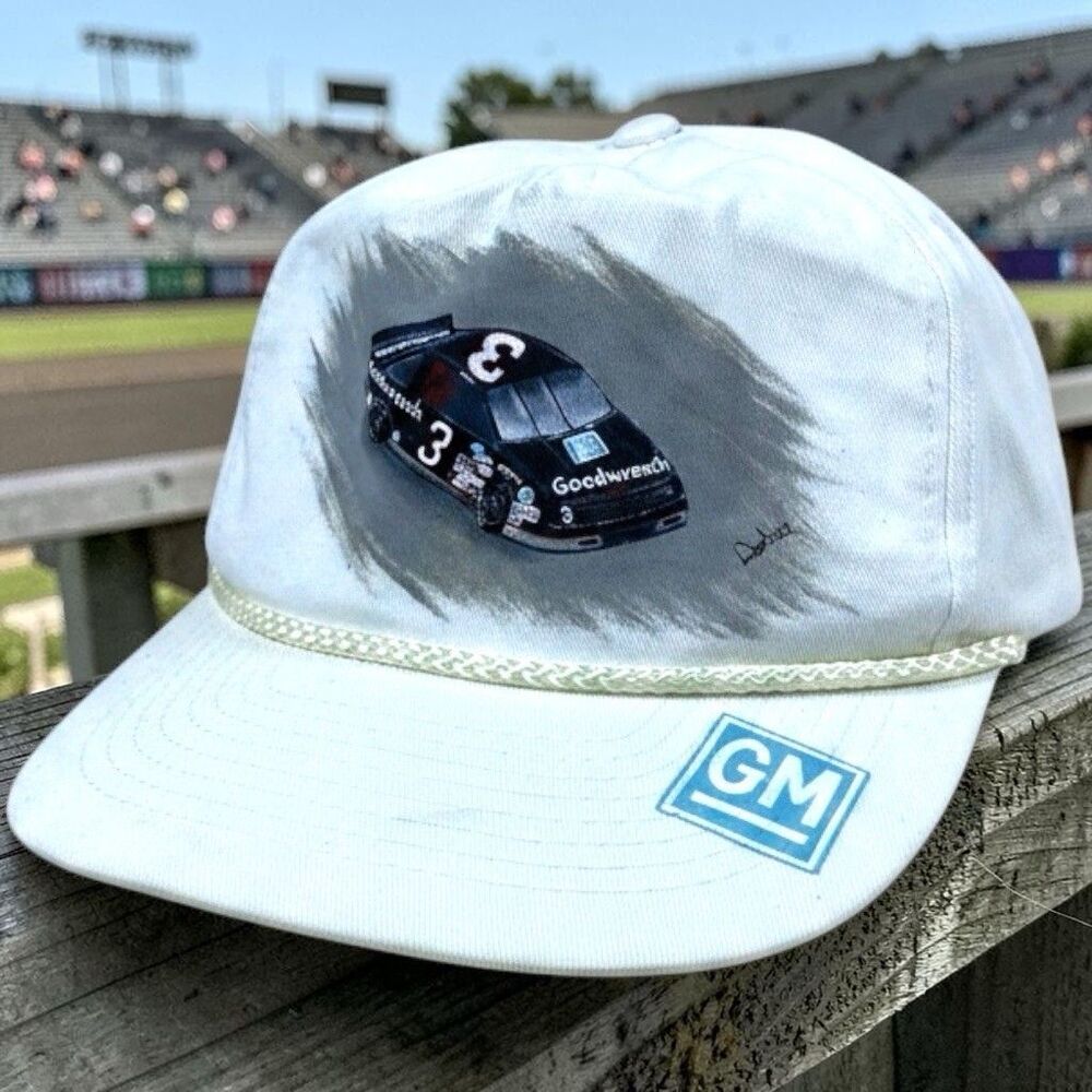 Vintage Hand Painted Dale Earnhardt #3 GM Goodwrench NASCAR Snapback Hat OSFA